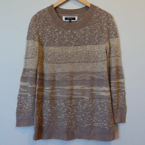 LAFAYETTE 148 womens sweater hemp 3D knit stretchy loose beige M coastal mature